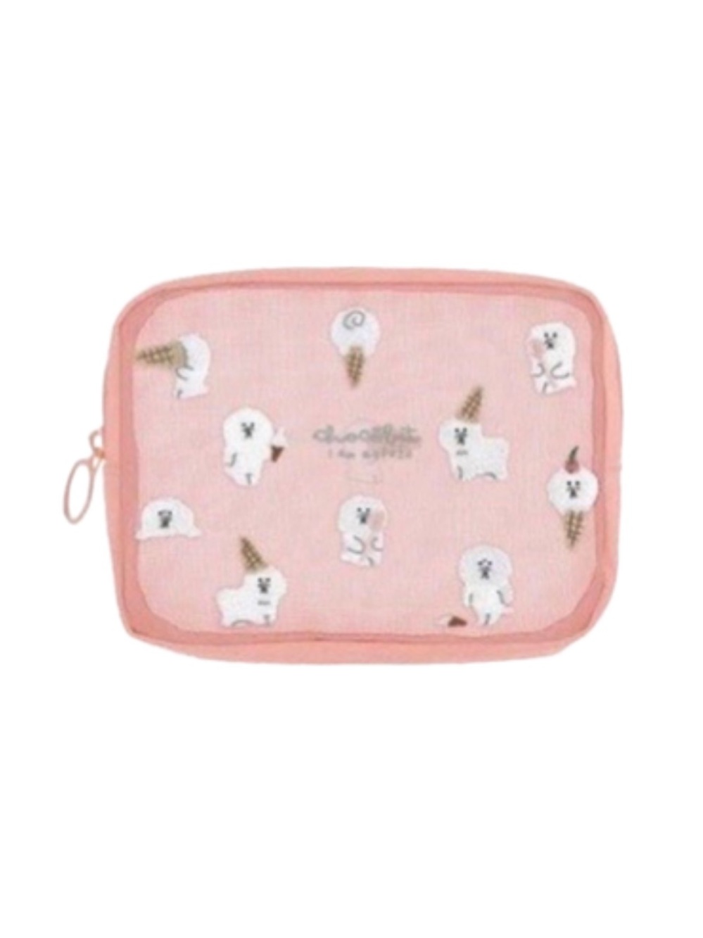 🇯🇵 CHOCOBIT Mesh Embroidered Cosmetic Pouch Makeup Bag
